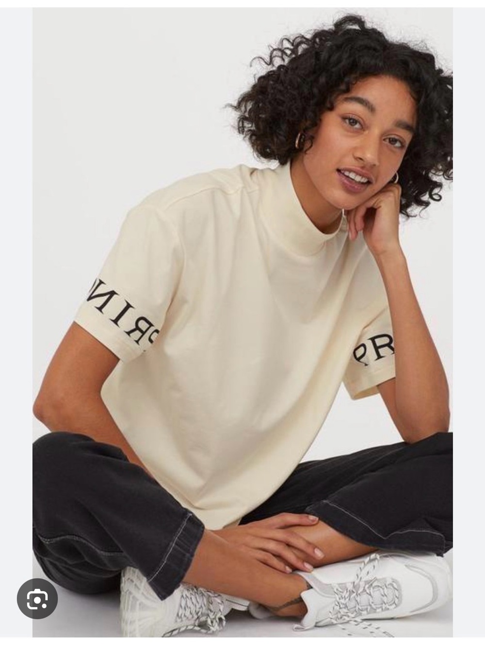 🏴󠁧󠁢󠁳󠁣󠁴󠁿🫖Pringle Scotland x H&M - Cream Short-Sleeve Mock Neck Shirt - S🫖🏴󠁧󠁢󠁳󠁣󠁴󠁿